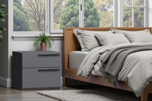 Прикроватная тумба Лорена Пакс-4 Серый Графит 162 PE 55*44*50 см, Серый   Фиеста