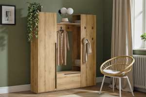 Прихожая Лорена Пакс-4 Дуб Золотистый U1148 185*40*220 см, Желтый   Фиеста