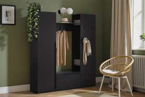 Прихожая Лорена Пакс-4 Черный 0190 PE 185*40*220 см, Черный   Фиеста
