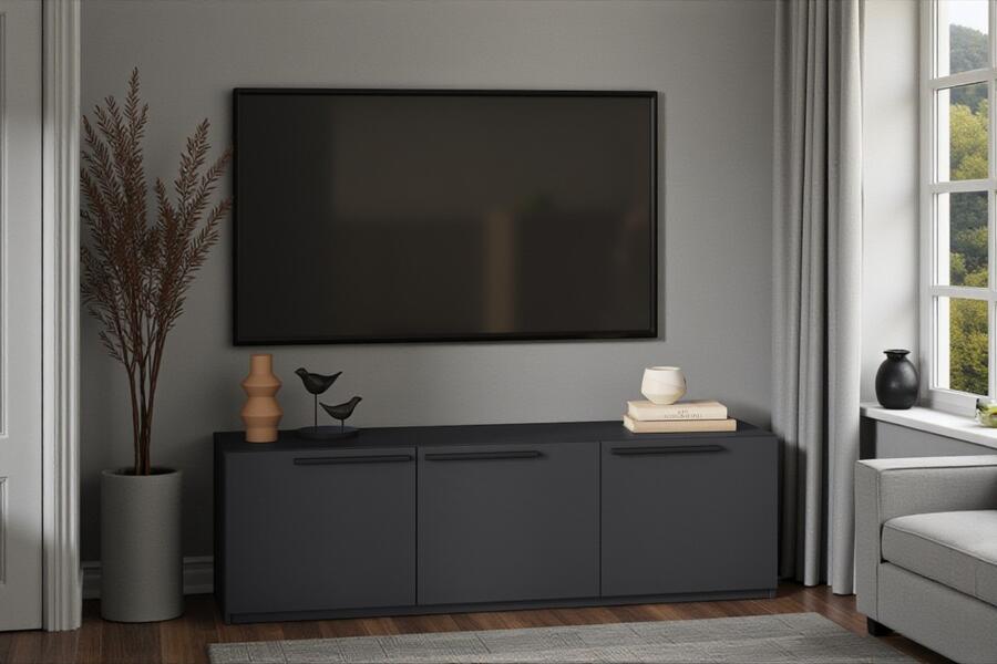 ТВ-тумба Лорена Пакс-4 Черный 0190 PE 165*44*45 см, Черный   Фиеста