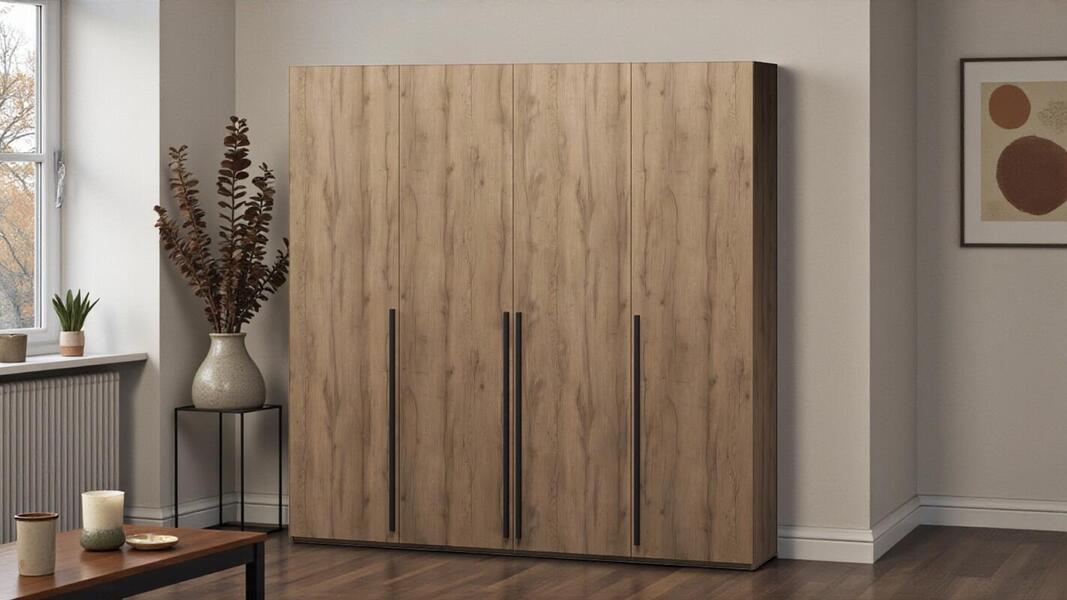 Распашной четырехсекционный шкаф Лорена Пакс-4 Дуб Табачный U1147 160*40*200 см, Коричневый   Фиеста