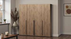 Распашной четырехсекционный шкаф Лорена Пакс-4 Дуб Табачный U1147 160*40*200 см, Коричневый   Фиеста