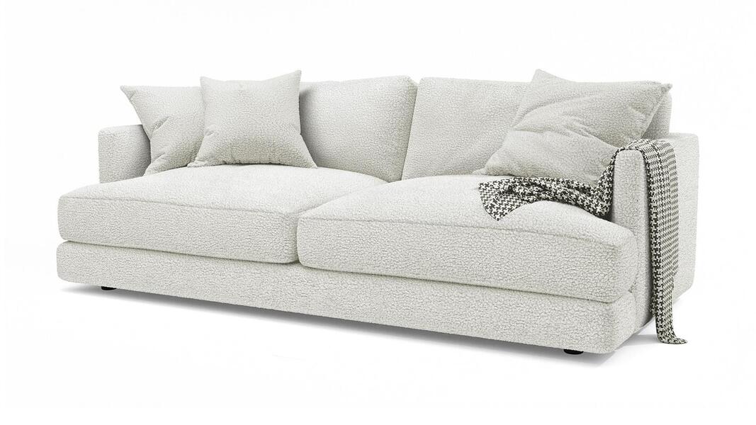 Диван Ибица Camel 02 215*116*93 см, Белый Букле Еврокнижка Фиеста