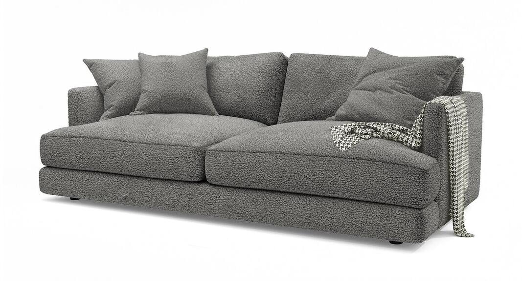 Диван Ибица Camel 22 215*116*93 см, Черный Букле Еврокнижка Фиеста