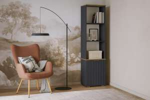 Стеллаж Салерно 1 (МДФ) SF-019 Графит Серый графит 0162 РЕ 49*36*190 см, Серый   Фиеста