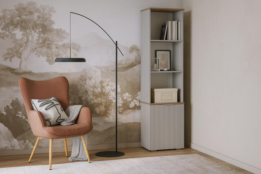 Стеллаж Салерно 1 (МДФ) SF-022 Сантьяго Кашемир 5981 BS 49*36*190 см, Бежевый   Фиеста