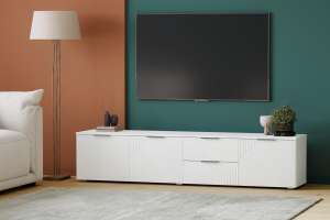 ТВ-тумба Салерно NEW 1 (МДФ) SF-027 Лотос Белый Снег 8685 BS 197*42*43 см, Белый   Фиеста