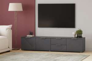 ТВ-тумба Салерно NEW 1 (МДФ) SF-019 Графит Серый графит 0162 РЕ 197*42*43 см, Серый   Фиеста