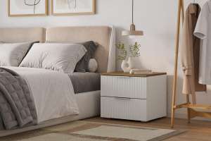 Прикроватная тумба Салерно 2 (МДФ) SF-027 Лотос Белый Снег 8685 BS 50*42*44 см, Белый   Фиеста