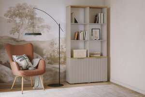 Стеллаж Салерно 2 (МДФ) SF-022 Сантьяго Кашемир 5981 BS 98*36*190 см, Бежевый   Фиеста