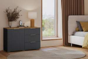 Комод Салерно 3 (МДФ) SF-019 Графит Серый графит 0162 РЕ 98*46*64 см, Серый   Фиеста