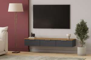 ТВ-тумба Салерно 3 (МДФ) SF-019 Графит Серый графит 0162 РЕ 148*42*22 см, Серый   Фиеста