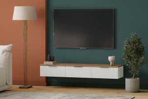 ТВ-тумба Салерно 3 (МДФ) 23006 Софт Черный агат Черный 0190 PE 148*42*22 см, Черный   Фиеста