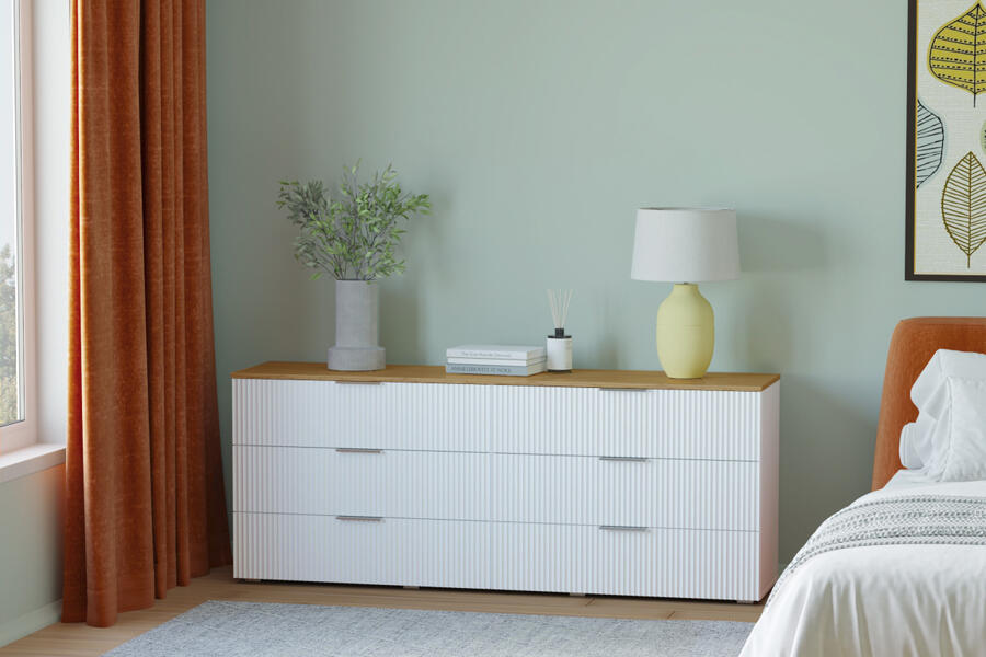 Комод Салерно 6 (МДФ) SF-027 Лотос Белый Снег 8685 BS 182*42*72 см, Белый   Фиеста