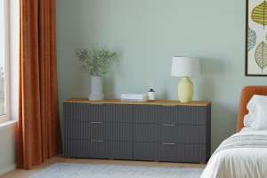 Комод Салерно 6 (МДФ) SF-019 Графит Серый графит 0162 РЕ 182*42*72 см, Серый   Фиеста