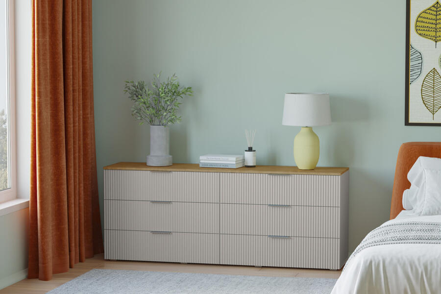 Комод Салерно 6 (МДФ) SF-022 Сантьяго Кашемир 5981 BS 182*42*72 см, Бежевый   Фиеста