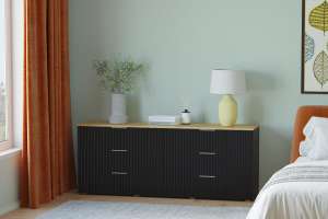 Комод Салерно 6 (МДФ) 23006 Софт Черный агат Черный 0190 PE 182*42*72 см, Черный   Фиеста