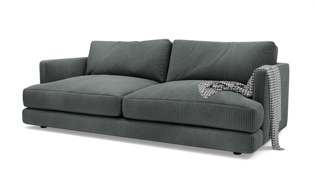 Диван Ибица Cilium Grafit 215*116*93 см, Синий Вельвет Еврокнижка Фиеста