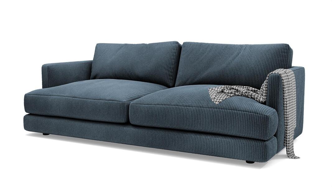 Диван Ибица Cilium Indigo 215*116*93 см, Синий Вельвет Еврокнижка Фиеста