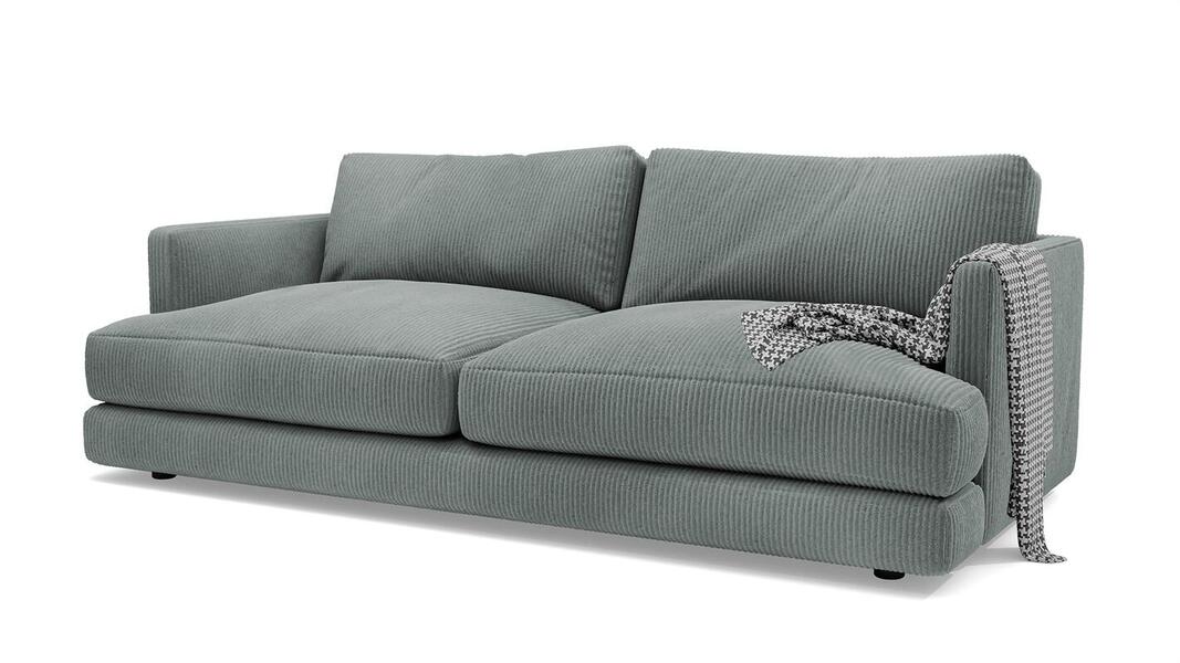 Диван Ибица Cilium Steel 215*116*93 см, Серый Вельвет Еврокнижка Фиеста