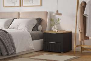 Прикроватная тумба Салерно 2 (МДФ) 23006 Софт Черный агат Черный 0190 PE 50*42*44 см, Черный   Фиеста