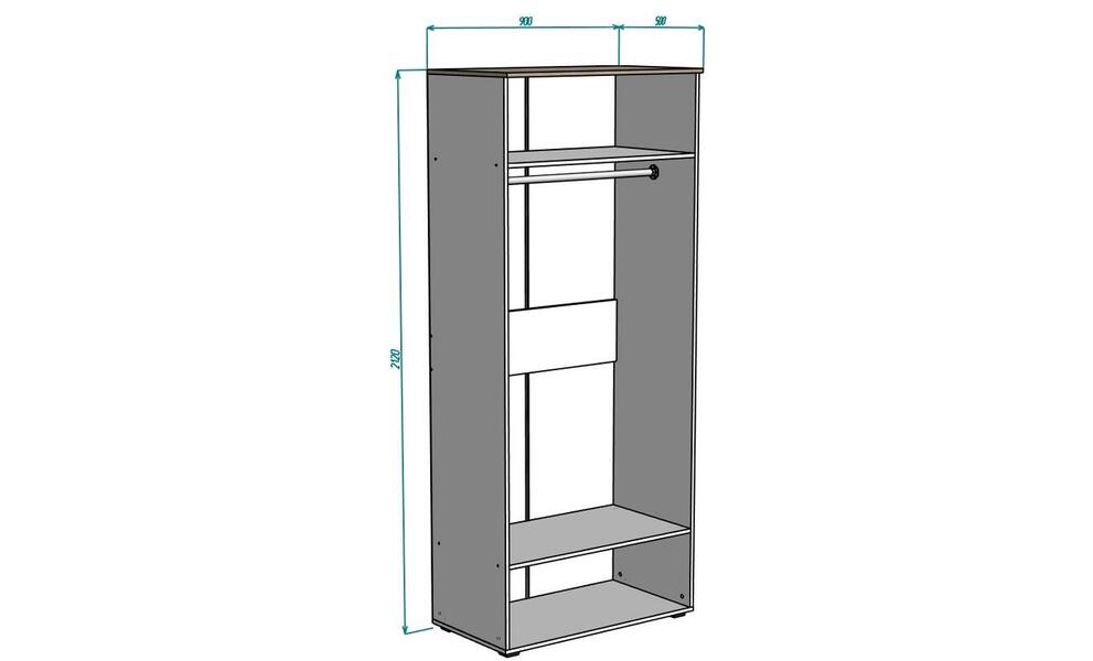 Распашной двухсекционный шкаф Салерно 2 (МДФ) SF-022 Сантьяго Кашемир 5981 BS 90*50*212 см, Бежевый   Фиеста