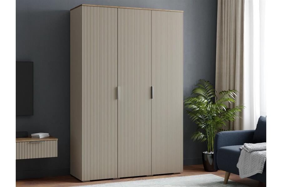 Распашной трехсекционный шкаф Салерно 3 (МДФ) SF-022 Сантьяго Кашемир 5981 BS 135*50*212 см, Бежевый   Фиеста