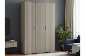 Распашной трехсекционный шкаф Салерно 3 (МДФ) SF-022 Сантьяго Кашемир 5981 BS 135*50*212 см, Бежевый   Фиеста