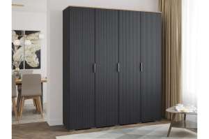 Распашной четырехсекционный шкаф Салерно 4 (МДФ) SF-019 Графит Серый графит 0162 РЕ 180*50*212 см, Серый   Фиеста