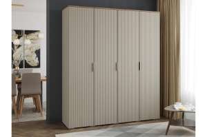 Распашной четырехсекционный шкаф Салерно 4 (МДФ) SF-022 Сантьяго Кашемир 5981 BS 180*50*212 см, Бежевый   Фиеста