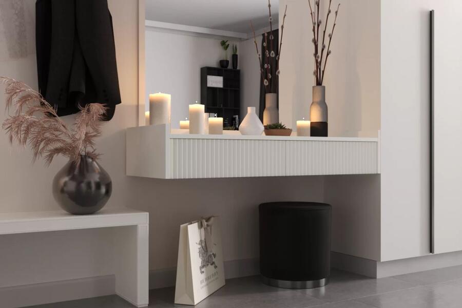 Подвесная тумба Салерно 2.1 (МДФ) SF-027 Лотос Белый Снег 8685 BS 120*35*22 см, Белый   Фиеста