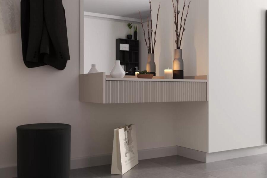 Подвесная тумба Салерно 2.2 (МДФ) SF-022 Сантьяго Кашемир 5981 BS 100*35*22 см, Бежевый   Фиеста