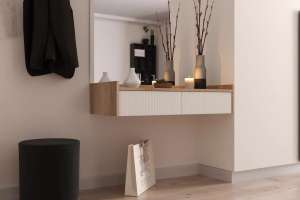 Подвесная тумба Салерно 2.2 (МДФ) SF-027 Лотос Дуб Золотистый U1148 100*35*22 см, Белый   Фиеста