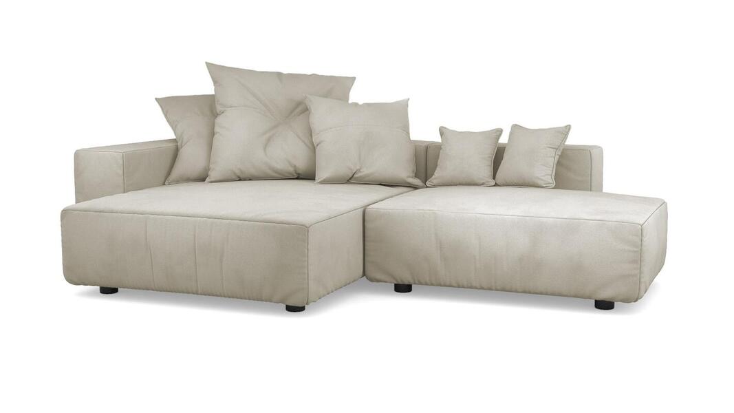 Диван с оттоманкой Санторини Velutto 16 271*169*62 см, Бежевый Велютто Еврокнижка Фиеста