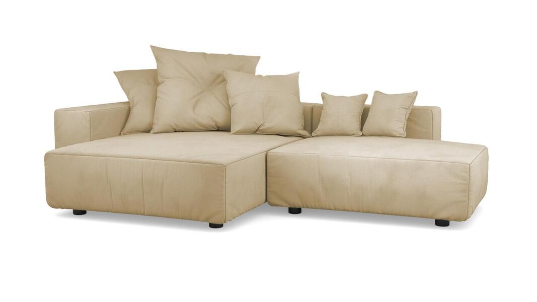 Диван с оттоманкой Санторини Velutto 02 271*169*62 см, Бежевый Велютто Еврокнижка Фиеста