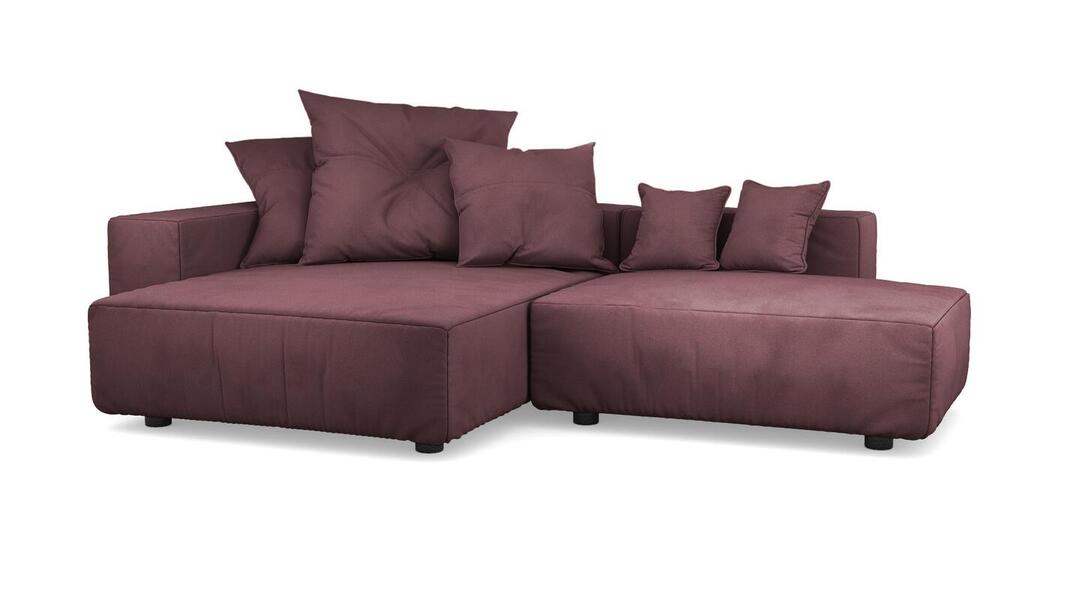 Диван с оттоманкой Санторини Velutto 15 271*169*62 см, Бордовый Велютто Еврокнижка Фиеста