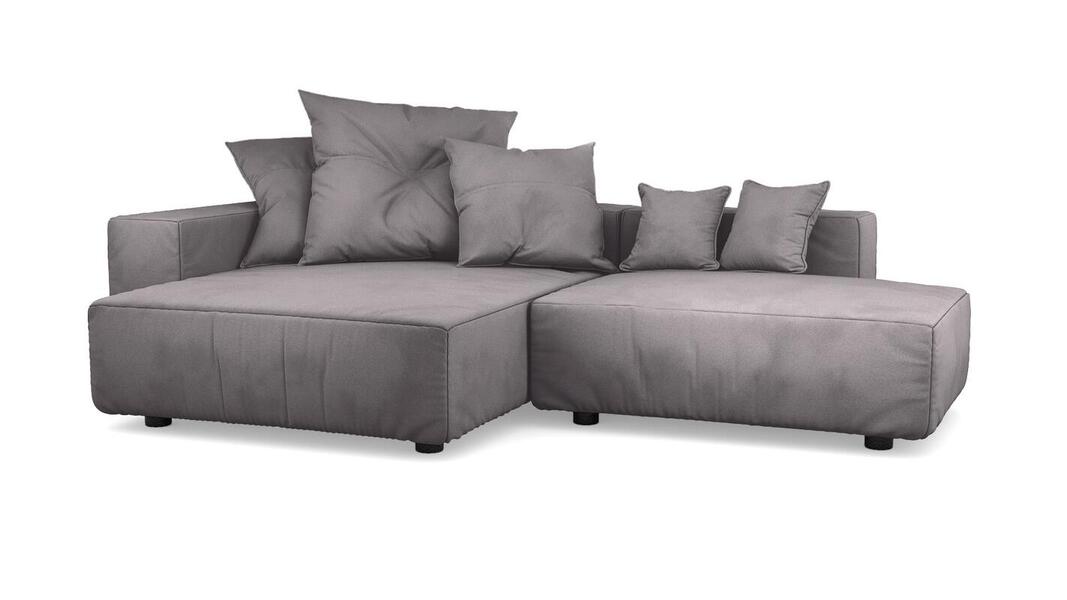Диван с оттоманкой Санторини Velutto 19 271*169*62 см, Серый Велютто Еврокнижка Фиеста