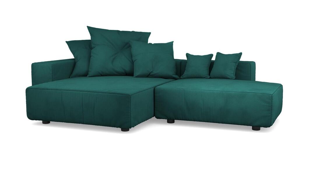 Диван с оттоманкой Санторини Velutto 20 271*169*62 см, Зеленый Велютто Еврокнижка Фиеста