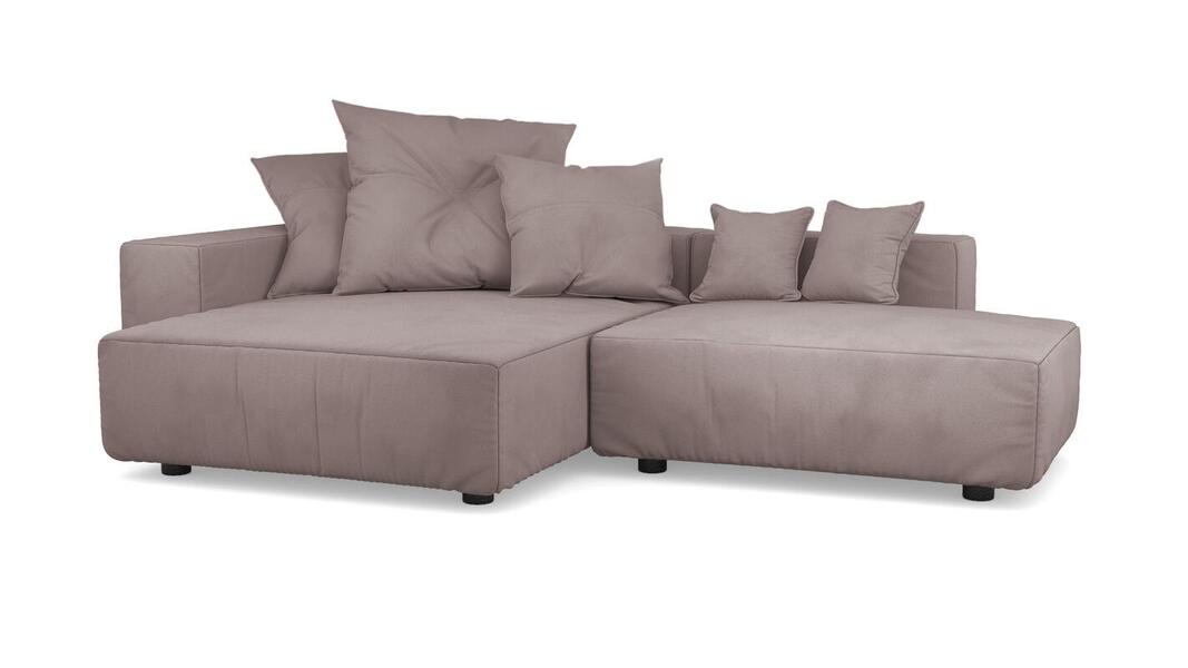 Диван с оттоманкой Санторини Velutto 37 271*169*62 см, Розовый Велютто Еврокнижка Фиеста