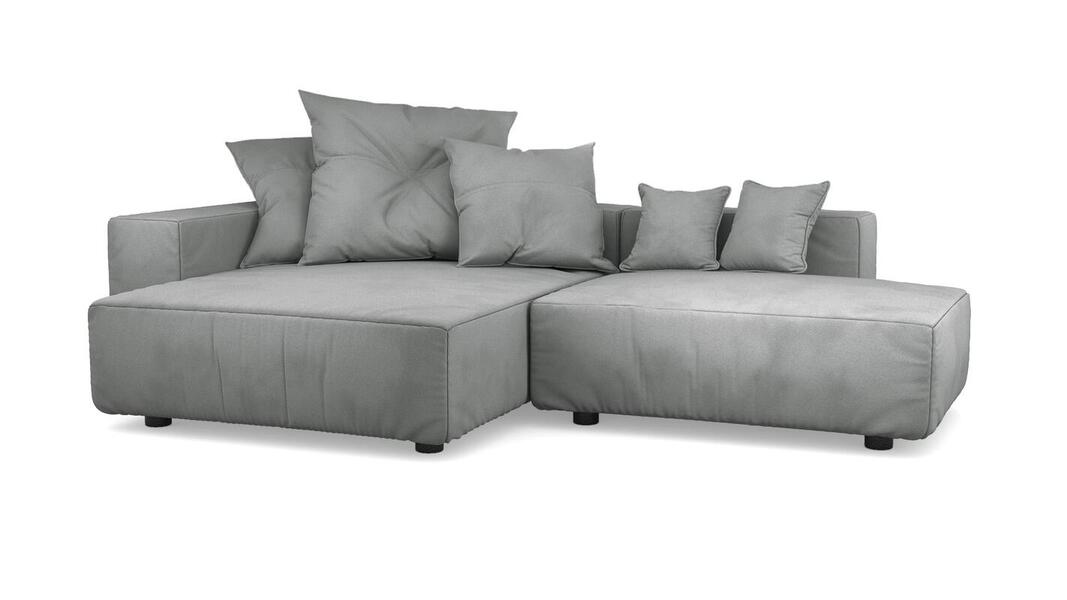 Диван с оттоманкой Санторини Velutto 52 271*169*62 см, Серый Велютто Еврокнижка Фиеста