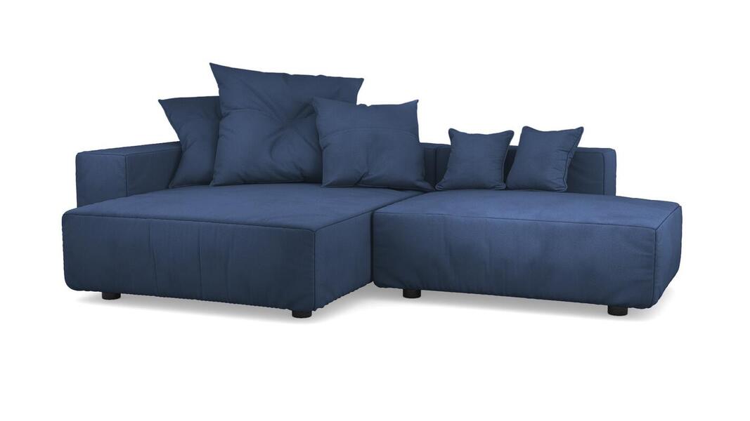 Диван с оттоманкой Санторини Velutto 54 271*169*62 см, Синий Велютто Еврокнижка Фиеста