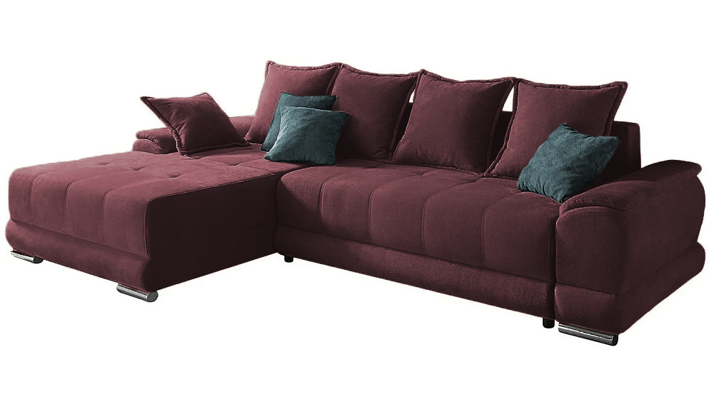Диван с оттоманкой Нордик Velutto 15 285*190*87 см, Бордовый Велютто Еврокнижка Фиеста