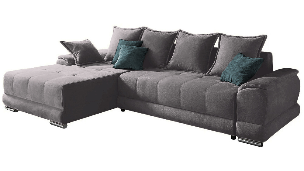 Диван с оттоманкой Нордик Velutto 19 285*190*87 см, Серый Велютто Еврокнижка Фиеста