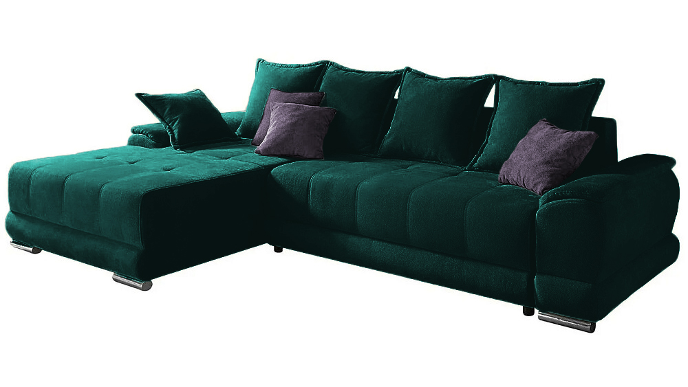 Диван с оттоманкой Нордик Velutto 20 285*190*87 см, Зеленый Велютто Еврокнижка Фиеста