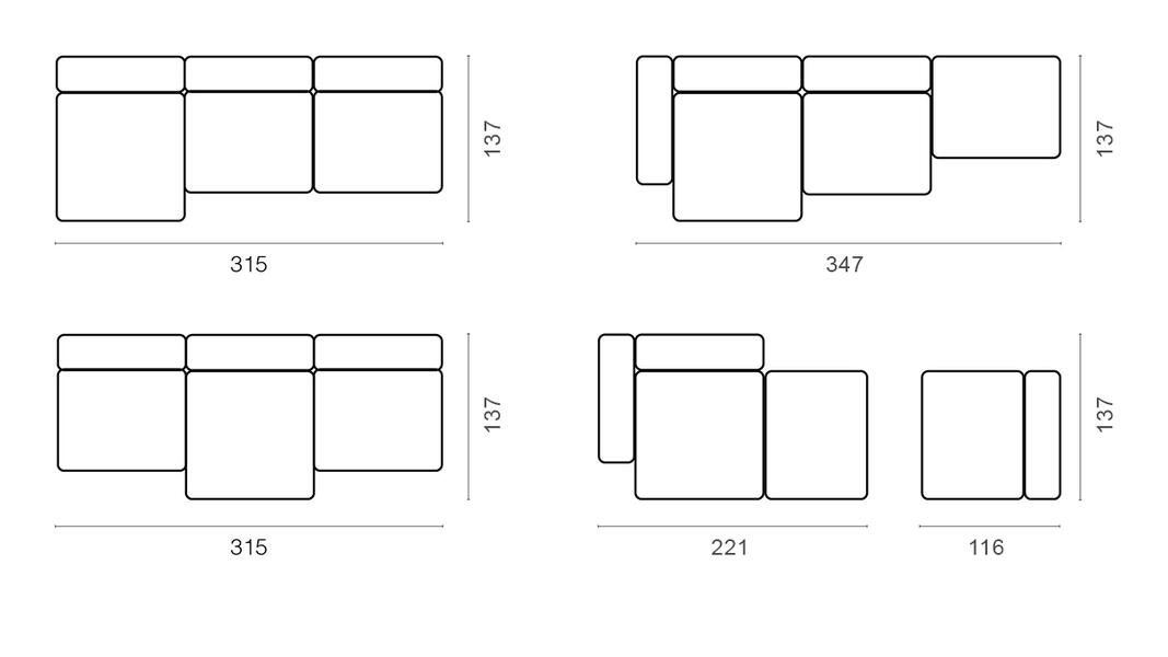 Диван с оттоманкой Фиджи (малый) Vivaldi 04 315*137*62 см, Бежевый Велюр Нераскладной Фиеста