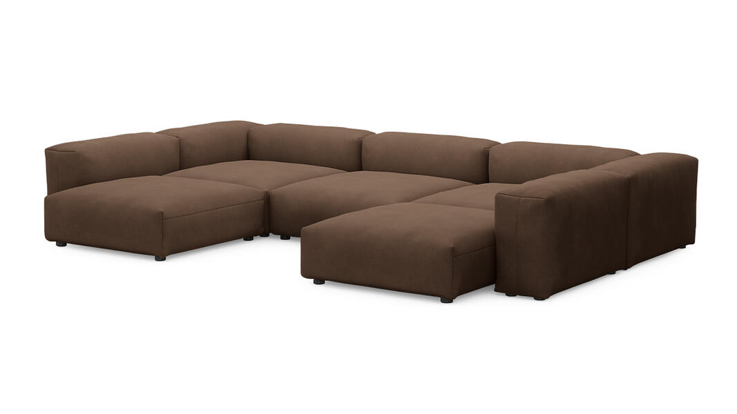 Диван Фиджи (П-образный) Vivaldi 23 378*242*62 см, Коричневый Велюр Нераскладной Фиеста