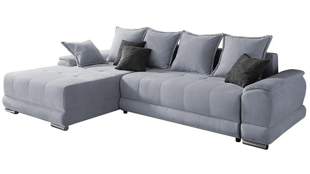 Диван с оттоманкой Нордик Velutto 52 285*190*87 см, Серый Велютто Еврокнижка Фиеста