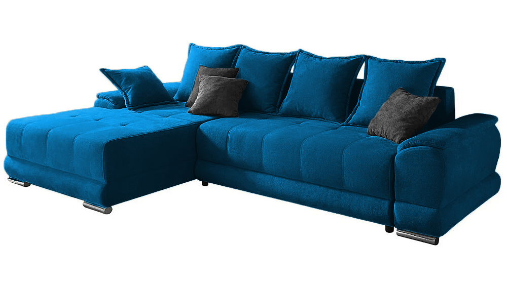 Диван с оттоманкой Нордик Velutto 54 285*190*87 см, Синий Велютто Еврокнижка Фиеста
