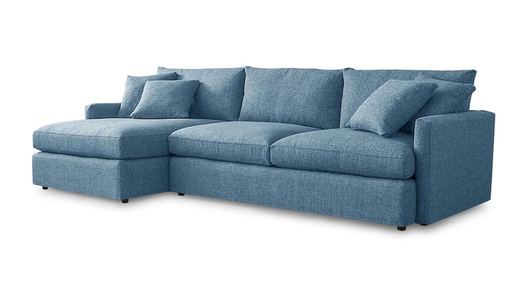 Диван с оттоманкой Стелф Strong Plus 09 215*153*90 см, Синий Рогожка Еврокнижка Фиеста