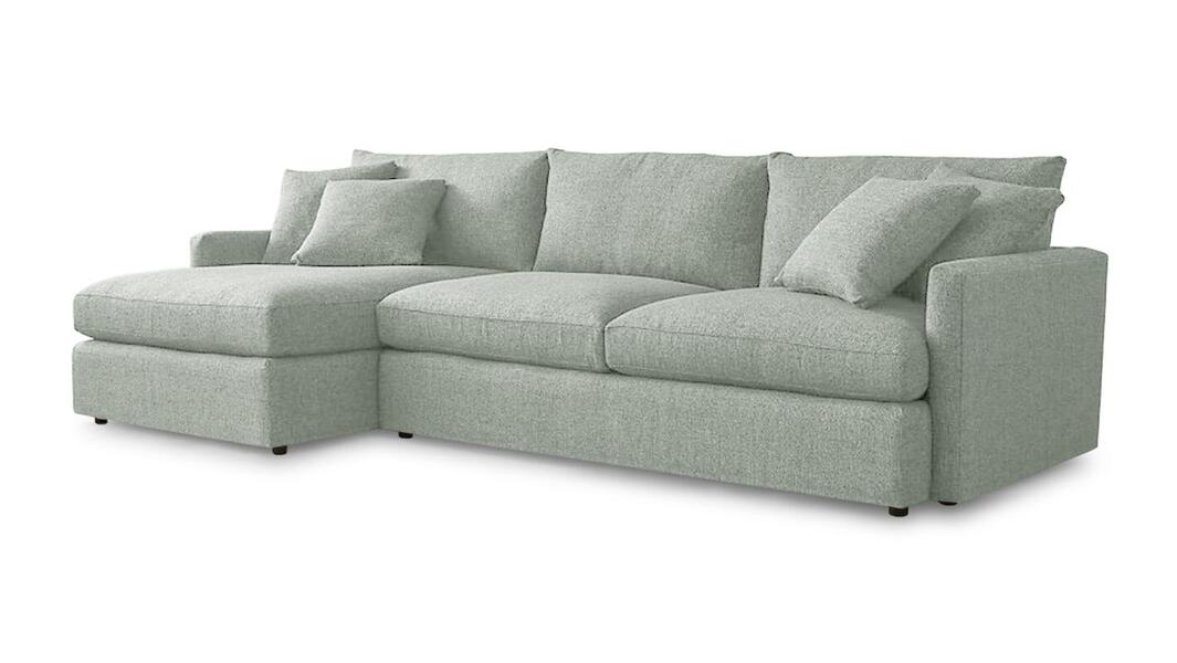 Диван с оттоманкой Стелф ЭКО Strong Plus 02 215*153*90 см, Серый Рогожка Еврокнижка Фиеста